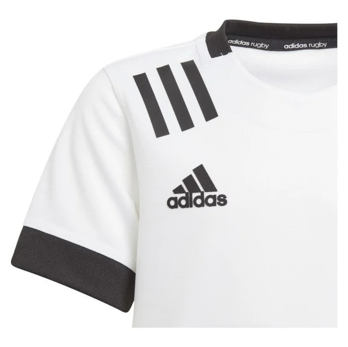 Maillot de rugby Adidas 3 bandes pour homme, blanc