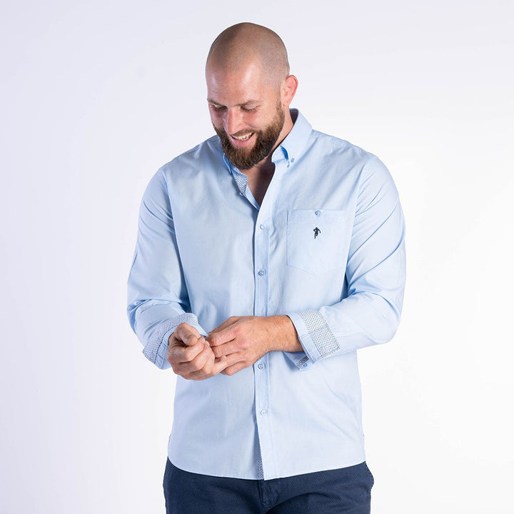 Chemise Élégance Ruckfield Bleu Clair Unie à Manches Longues