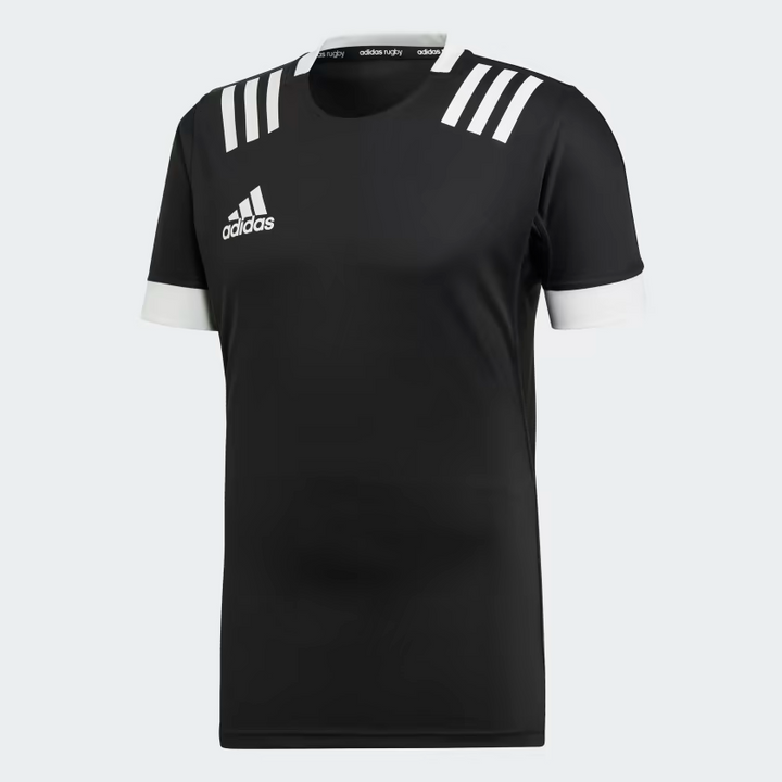 Maillot de rugby Adidas 3 bandes pour homme, noir