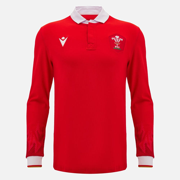 Maillot de Rugby Domicile en Coton à Manches Longues Pays de Galles Homme