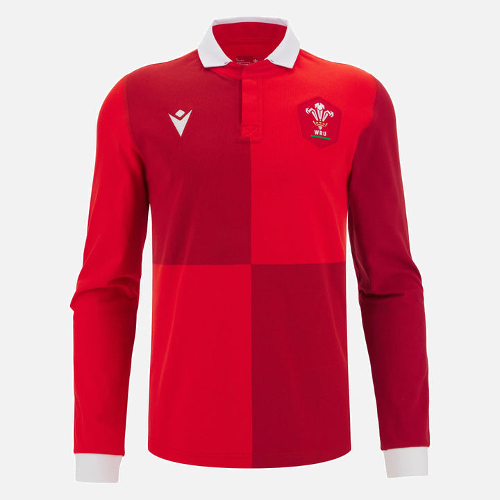 Macron Wales Rugby Home Long Sleeve Cotton Shirt