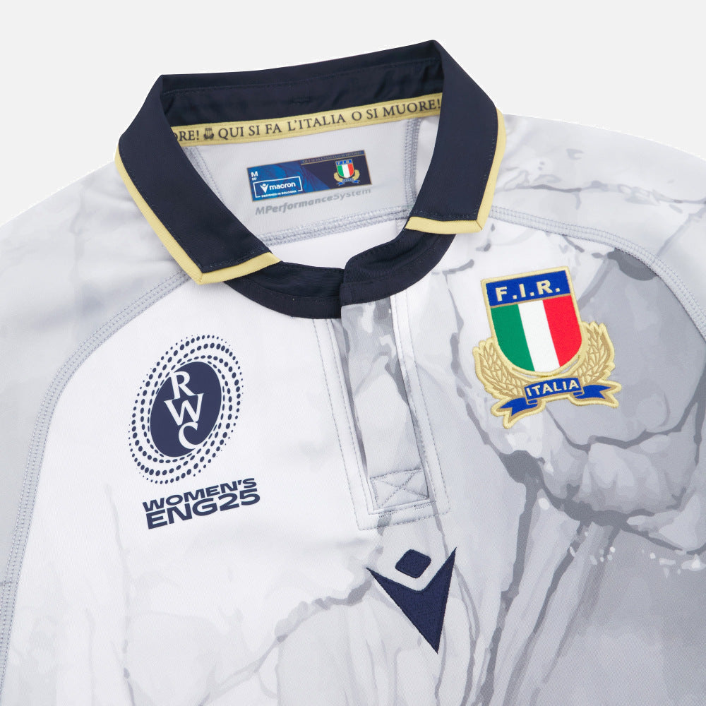 Maillot de rugby extérieur Macron WRWC 2025 Italie pour femme, coupe slim