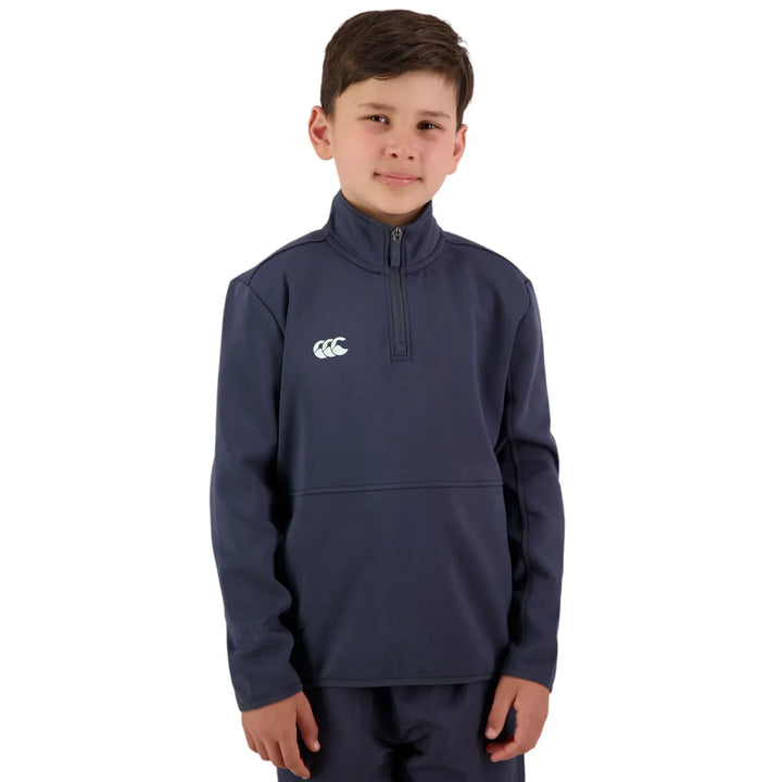 Haut d'entraînement Canterbury Tempo+ 1/4 Zip pour enfants, bleu marine 