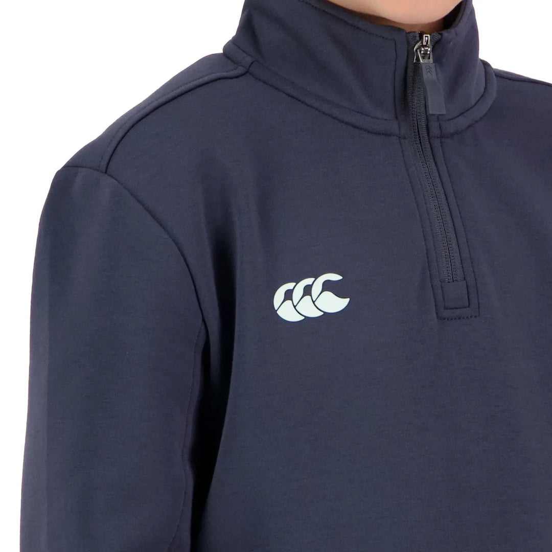 Haut d'entraînement Canterbury Tempo+ 1/4 Zip pour enfants, bleu marine 