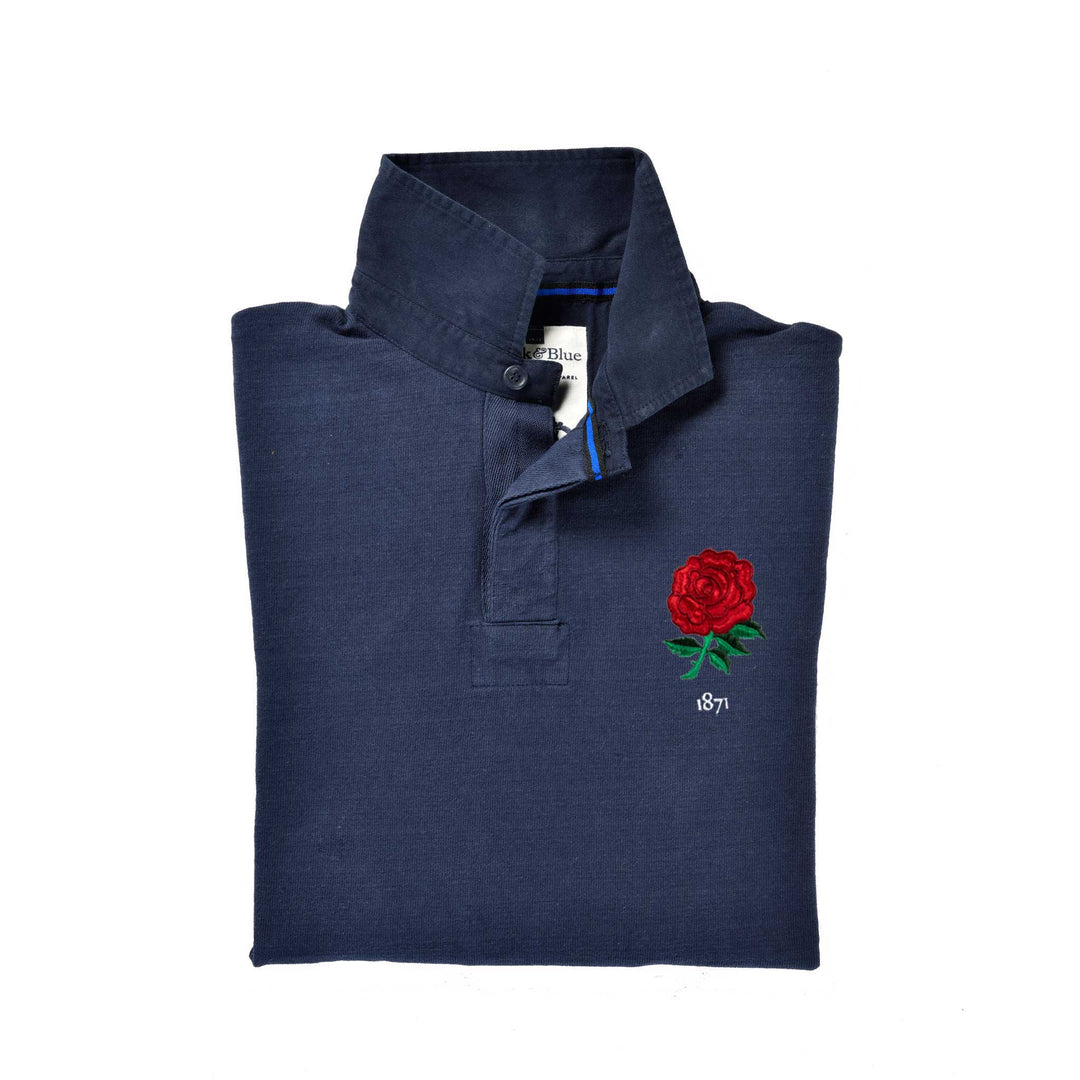 Maglia da rugby nera e blu 1871 England 1871 - Colletto blu navy 