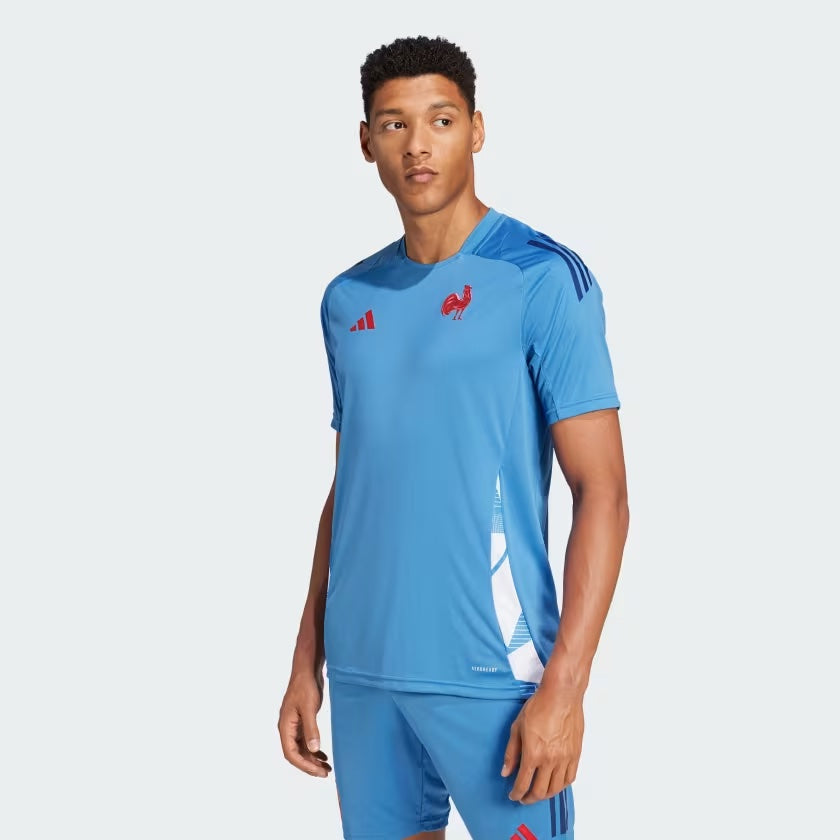 Maglietta Adidas France Performance da uomo, blu chiaro