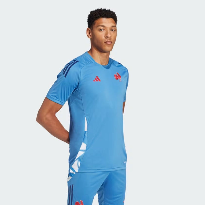 Maglietta Adidas France Performance da uomo, blu chiaro