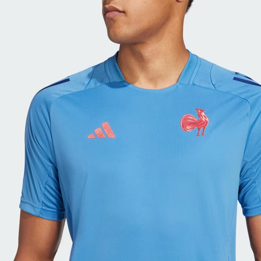 Maglietta Adidas France Performance da uomo, blu chiaro