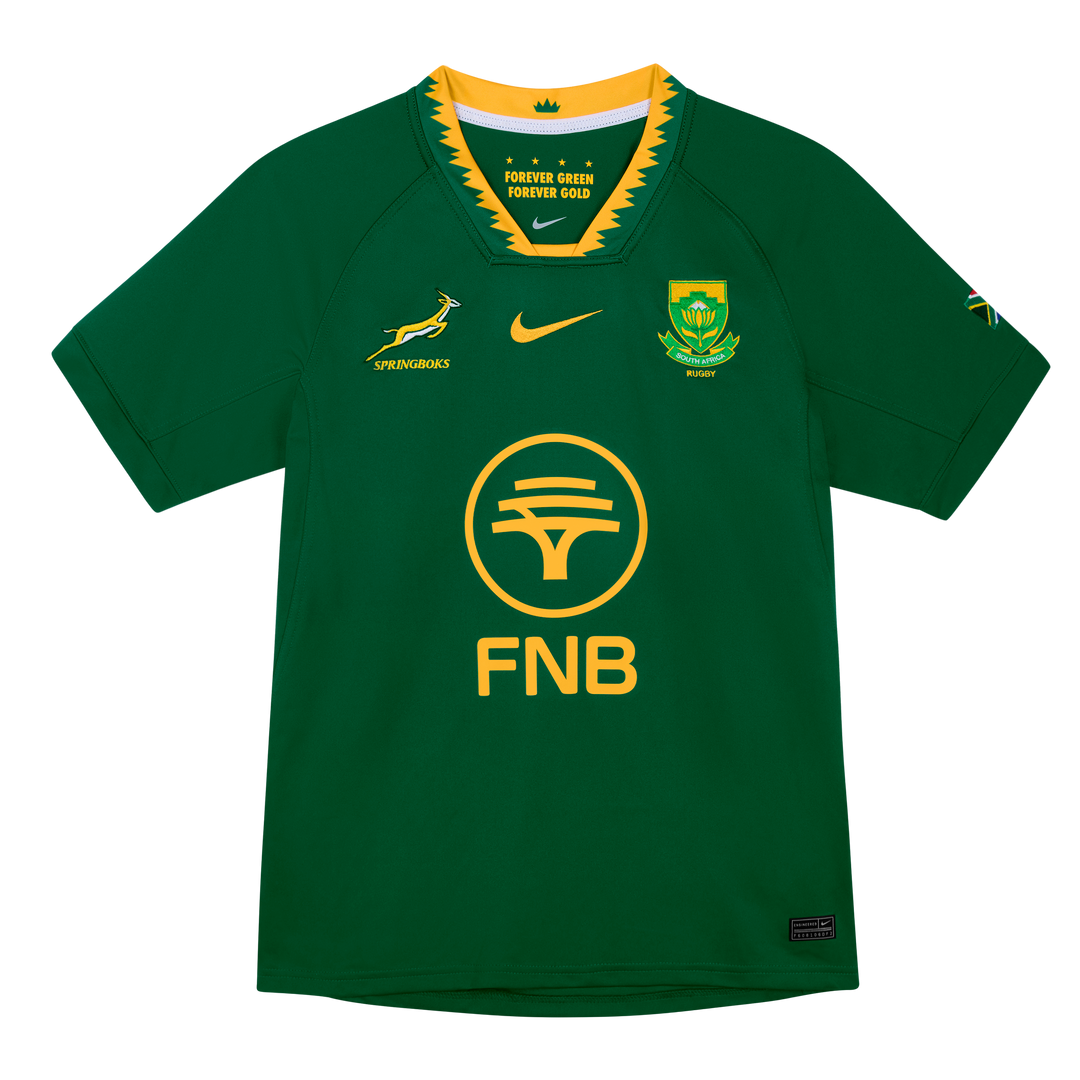 Maillot de rugby Nike Springboks Stadium pour homme, domicile, vert gorge