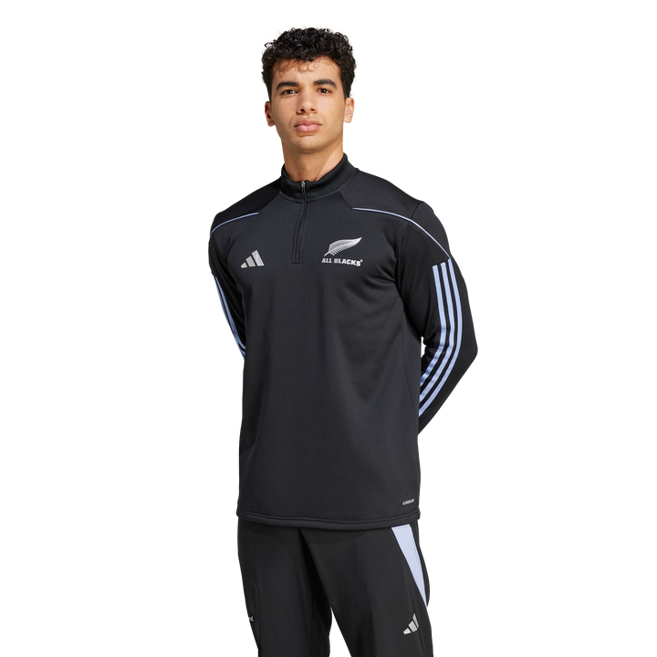 1/4 Zip Rugby All Blacks à Manches Longues pour Hommes Blue Spark