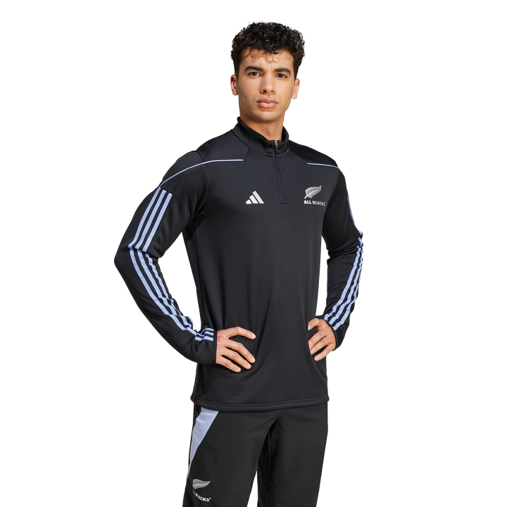 1/4 Zip Rugby All Blacks à Manches Longues pour Hommes Blue Spark