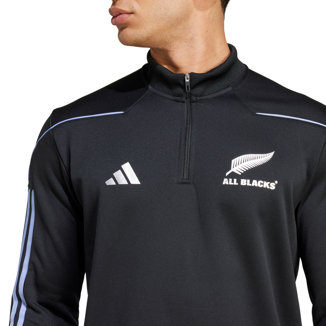 1/4 Zip Rugby All Blacks à Manches Longues pour Hommes Blue Spark