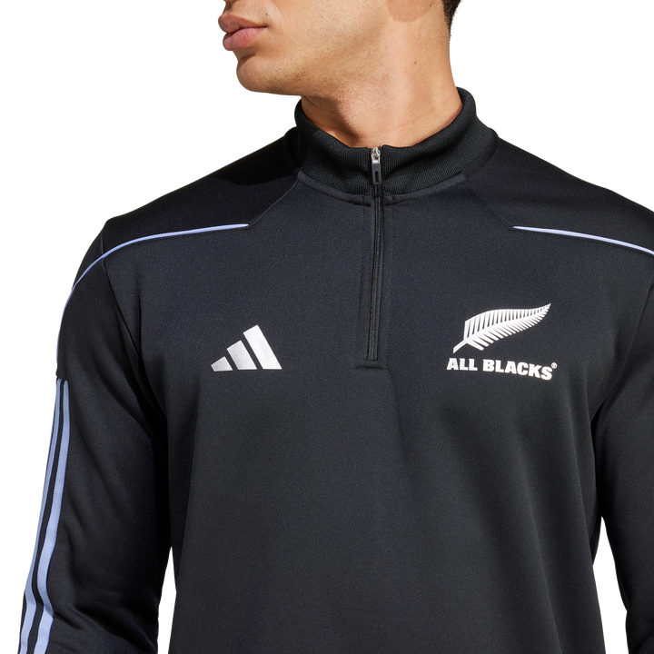 1/4 Zip Rugby All Blacks à Manches Longues pour Hommes Blue Spark