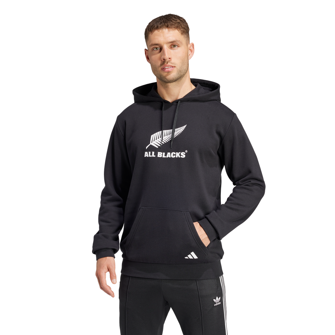 Felpa con cappuccio nera con logo All Blacks da uomo