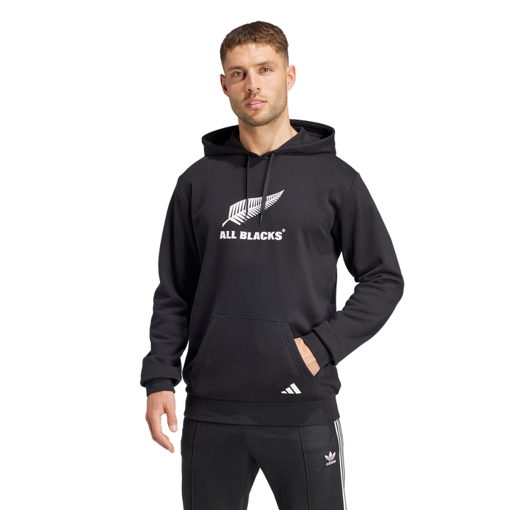 Felpa con cappuccio nera con logo All Blacks da uomo