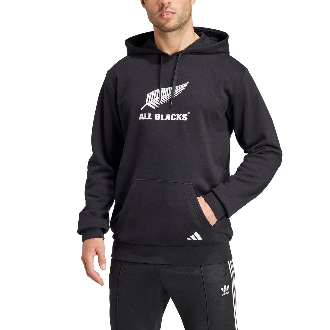 Felpa con cappuccio nera con logo All Blacks da uomo