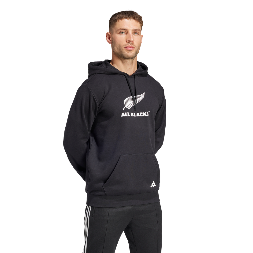 Felpa con cappuccio nera con logo All Blacks da uomo