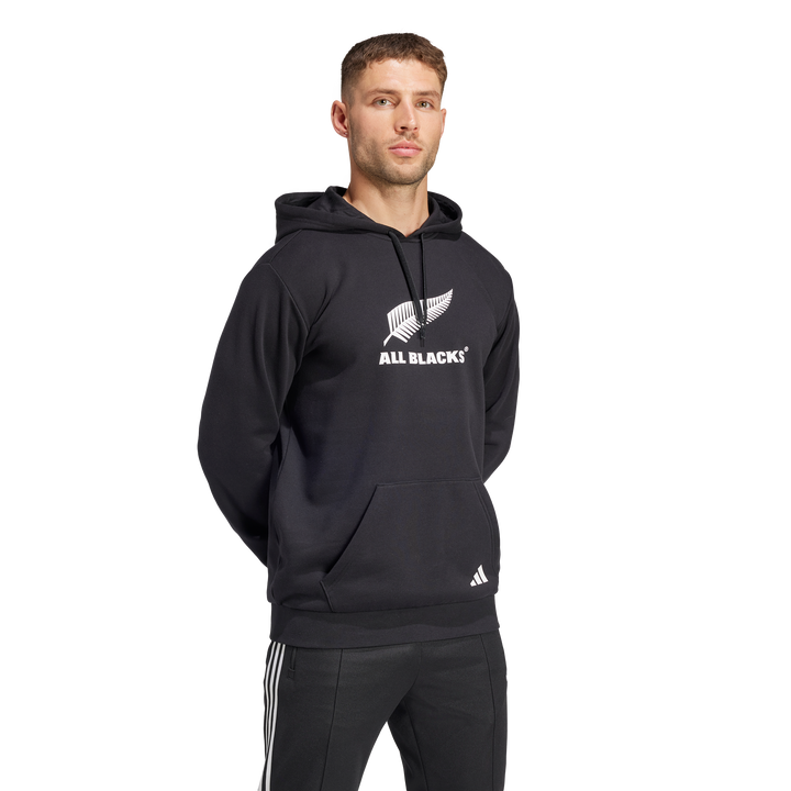 Felpa con cappuccio nera con logo All Blacks da uomo