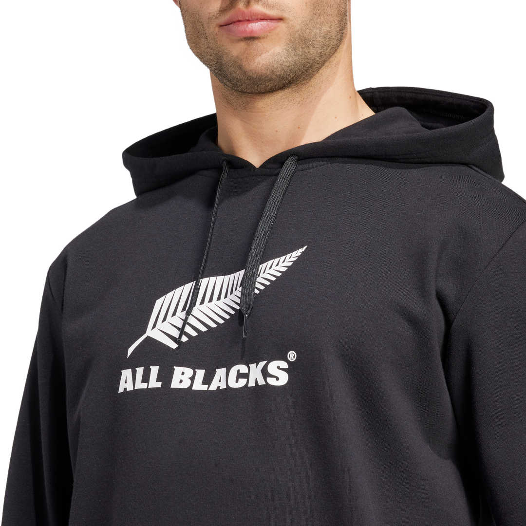 Felpa con cappuccio nera con logo All Blacks da uomo