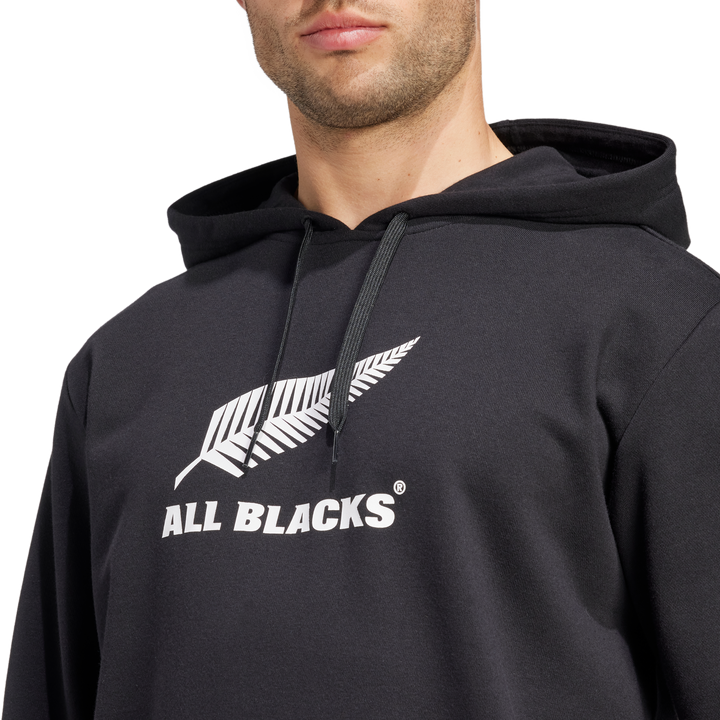 Felpa con cappuccio nera con logo All Blacks da uomo