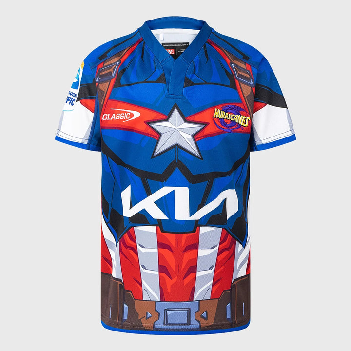 Maillot de rugby réplique classique des Hurricanes Captain America pour enfants 