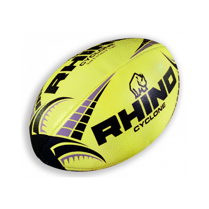 Pallone da rugby Rhino Cyclone giallo fluorescente taglia 5