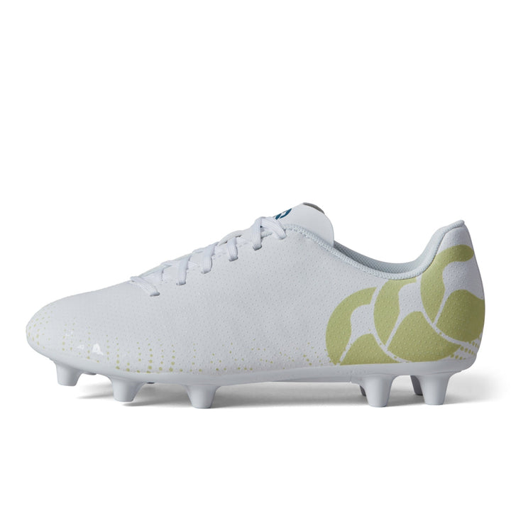Chaussures de rugby Canterbury Speed ​​Infinite Team FG pour enfant, blanches