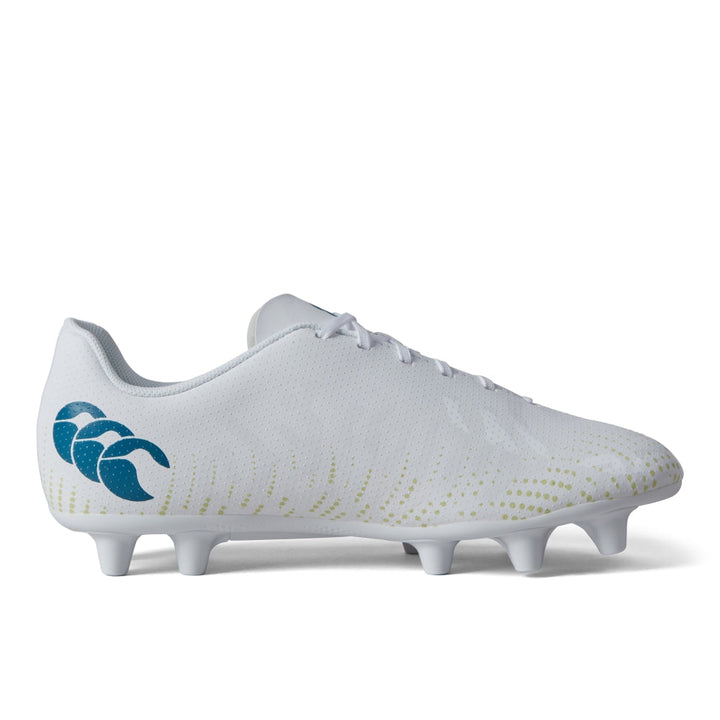 Chaussures de rugby Canterbury Speed ​​Infinite Team FG pour enfant, blanches