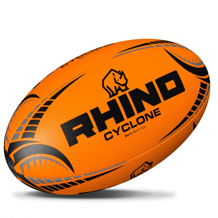 Pallone da rugby Rhino Cyclone arancione fluorescente taglia 5