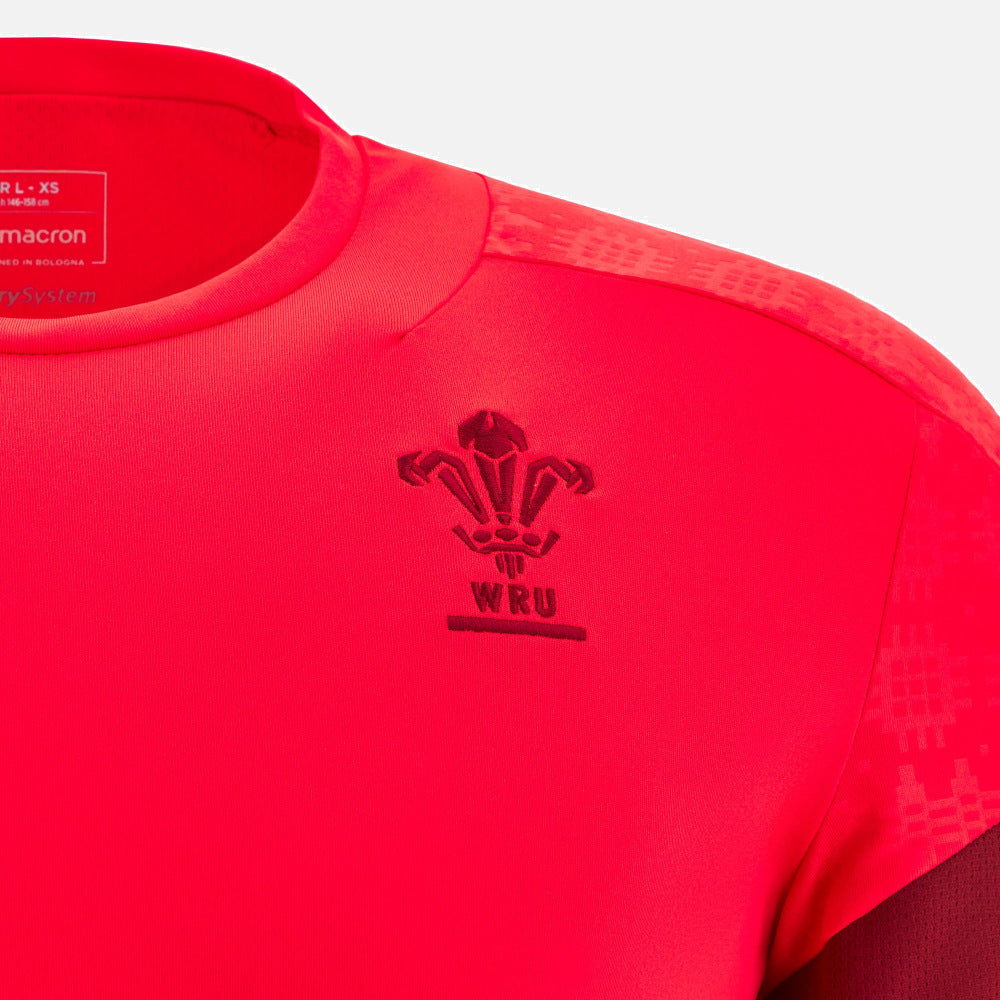 Macron Rugby Wales 2025/26 Red Training T-Shirt Kids