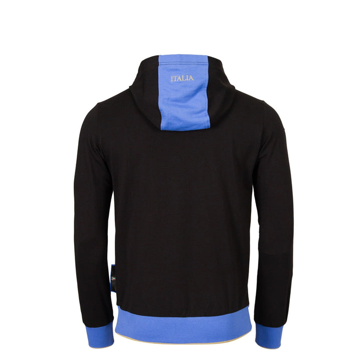 Macron Italy Rugby Fanwear Cotton Hoodie Kids Black