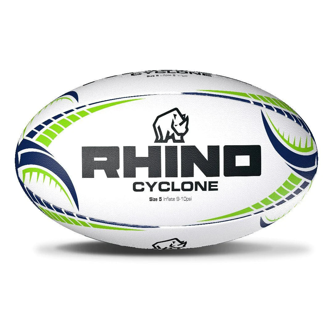 Ballon de Rugby Cyclone Blanc Taille 5 - Rhino