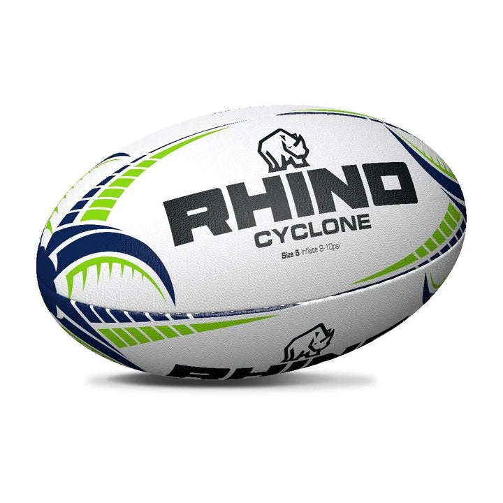 Ballon de Rugby Cyclone Blanc Taille 5 - Rhino